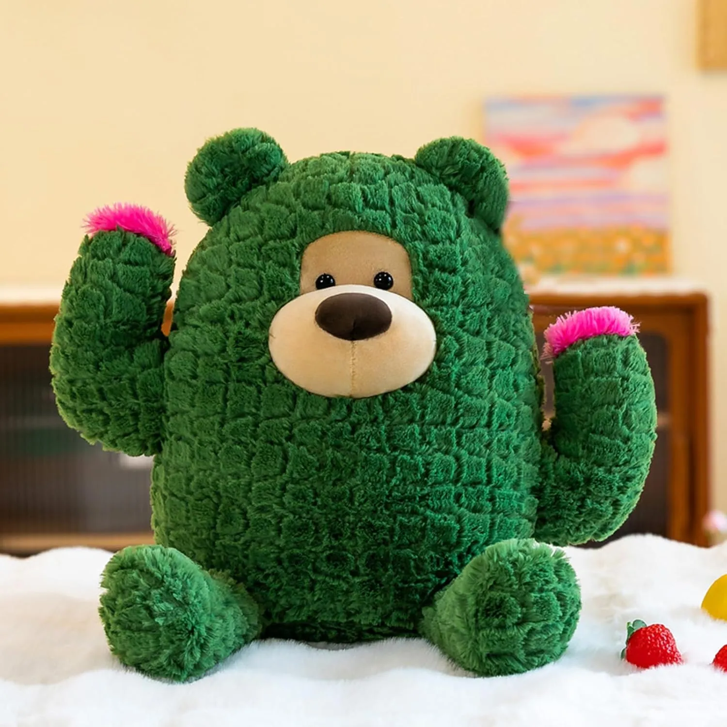 Plant Cactus Stuffed Animals Plush Toys - Super Soft & Washable, Adorable Kids Character Animal Pillows, Perfect for Room Decor, Gifts for Ages 3 , Showcase Your Mood (Green-Cactus,15 inch)
