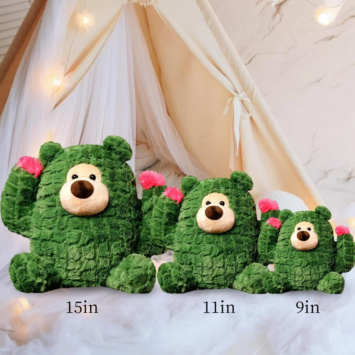 Plant Cactus Stuffed Animals Plush Toys - Super Soft & Washable, Adorable Kids Character Animal Pillows, Perfect for Room Decor, Gifts for Ages 3 , Showcase Your Mood (Green-Cactus,15 inch)
