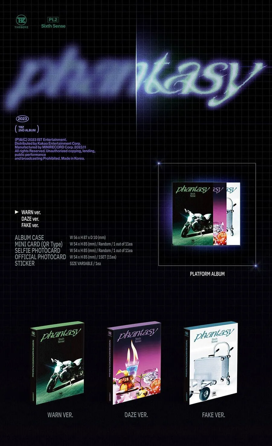 (Platform Ver.) THE BOYZ PHANTASY PT.2 SIXTH SENSE 2nd Full Album (DAZE Ver.) K-POP SEALED