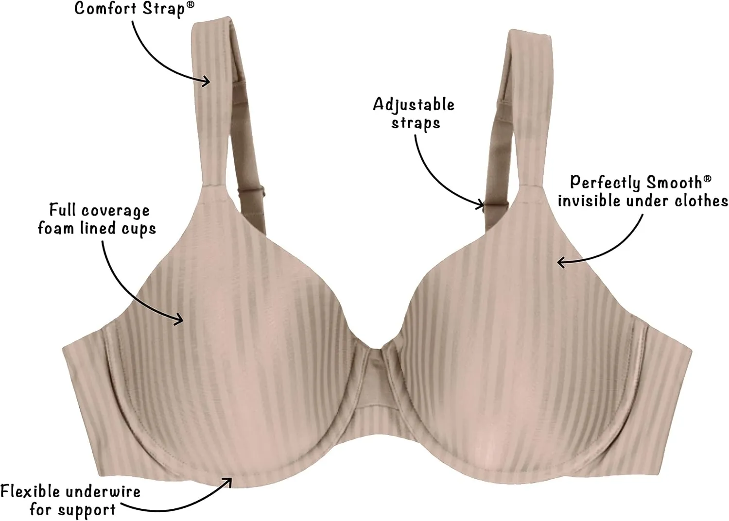Playtex Women's Secrets Underwire Bra 4747, All-Over Smoothing, Full-Coverage Underwire T-Shirt Bra