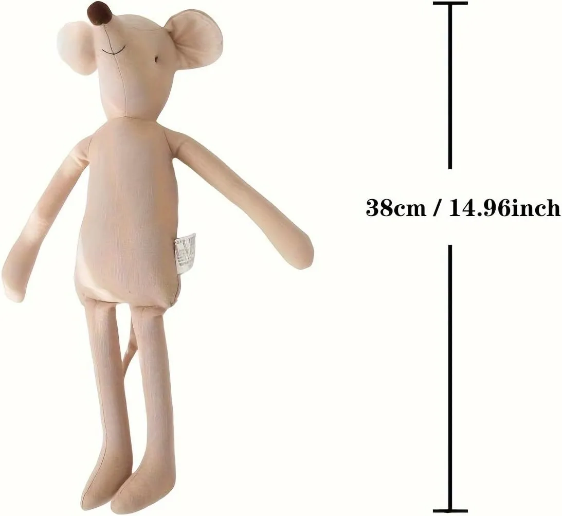 Plush Mouse Stuffed Toy 14.96-inch Doll, Available in Pink and Green, Perfect for Children to Play and Decorate Rooms (Pink Mouse, 14.96 inch)