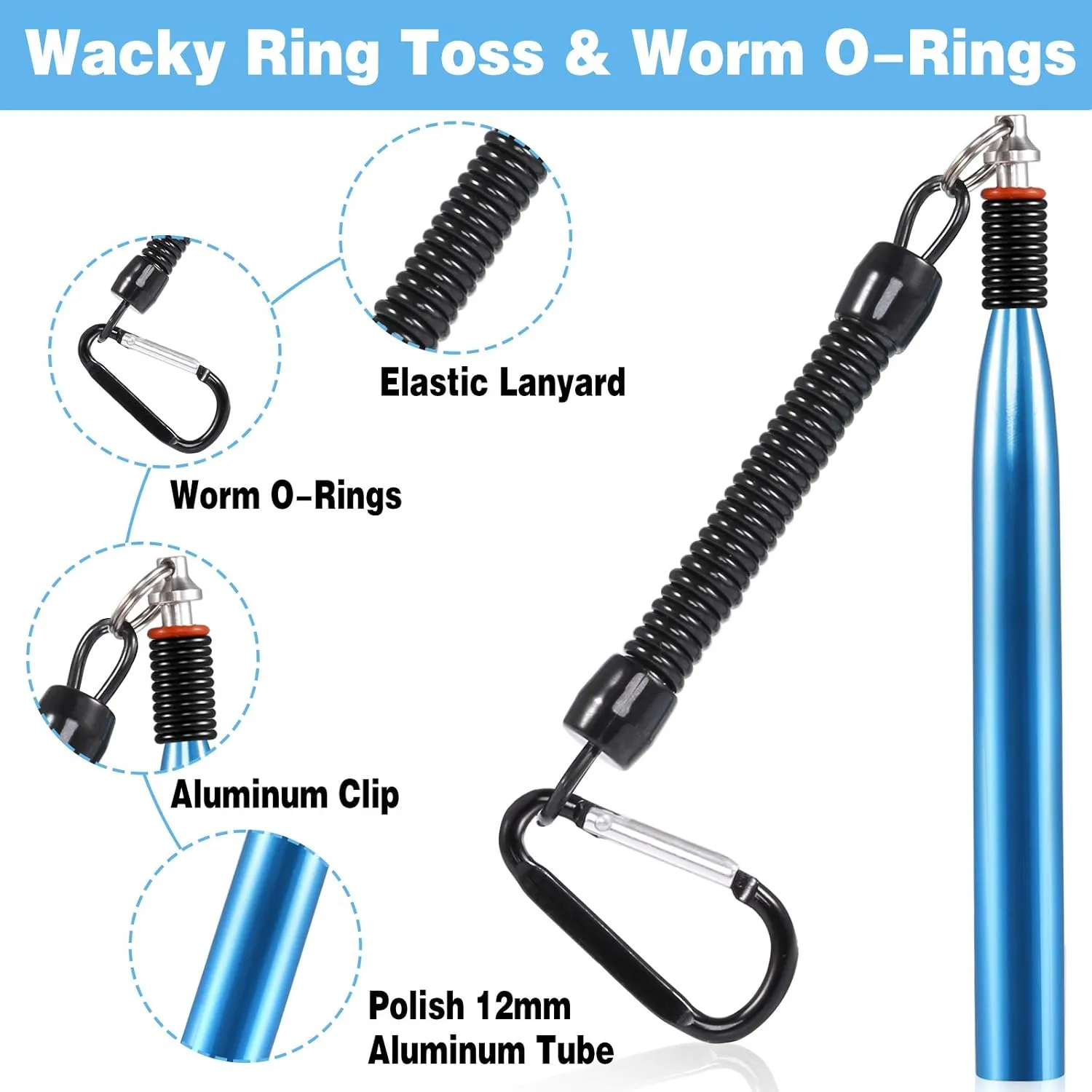 PLUSINNO Wacky Worm Fishing Lure Kit, Soft Plastic Fishing Lures, Grub Baits Hook Wacky Rig Bass Trout Fishing Worms Lures w/Tackle Box