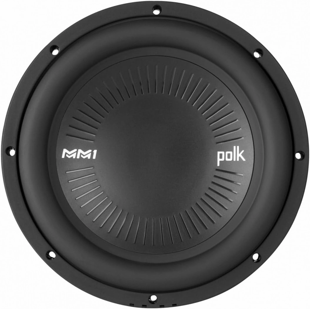 Polk Audio MM1042 SVC MM1 Series 10" Marine & Car Subwoofer - 900W, 28-200Hz Frequency Response, Single 4-Ohm Voice Coils, Polypropylene Woofer Cone, Compact Subwoofer for Deep, Powerful Bass