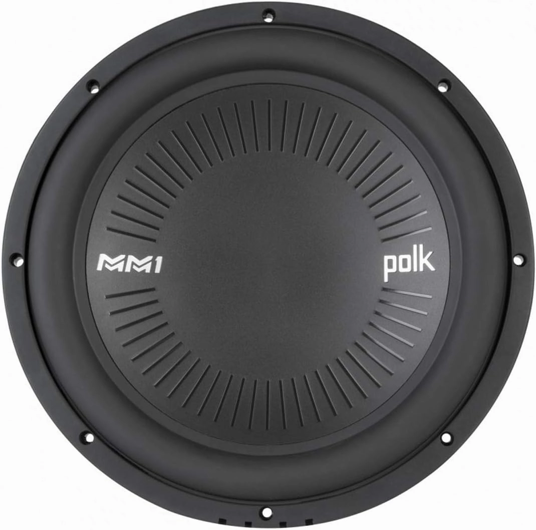 Polk Audio MM1242 DVC MM1 Series 12" Marine & Car Subwoofer - 900W, 26-200Hz Frequency Response, Dual 4-Ohm Voice Coils, Titanium-Plated Woofer Cone, Compact Subwoofer for Deep, Powerful Bass