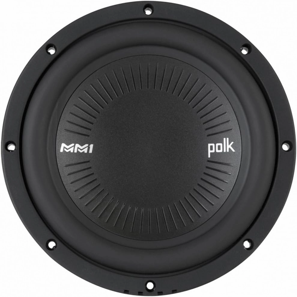 Polk Audio MM842 SVC MM1 Series 8" Marine & Car Subwoofer - 900W, 30-200Hz Frequency Response, Single 4-Ohm Voice Coils, Polypropylene Woofer Cone, Compact Subwoofer for Deep, Powerful Bass