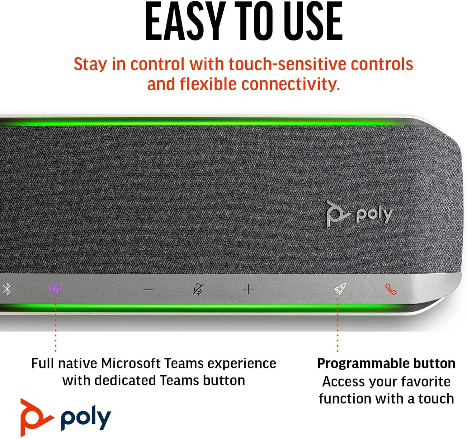Poly Sync 40  Smart Speakerphone (Plantronics) - Flexible Workspaces - Connect to PC/Mac via BT700 Adapter and Smartphones via Bluetooth - Certified for Microsoft Teams – Amazon Exclusive