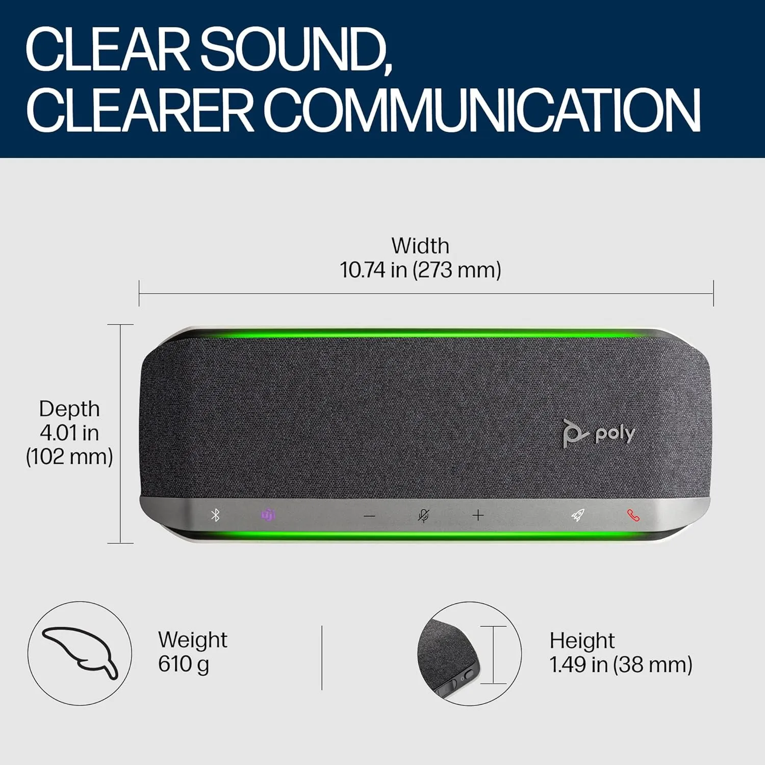 Poly Sync 40  Smart Speakerphone (Plantronics) - Flexible Workspaces - Connect to PC/Mac via BT700 Adapter and Smartphones via Bluetooth - Certified for Microsoft Teams – Amazon Exclusive