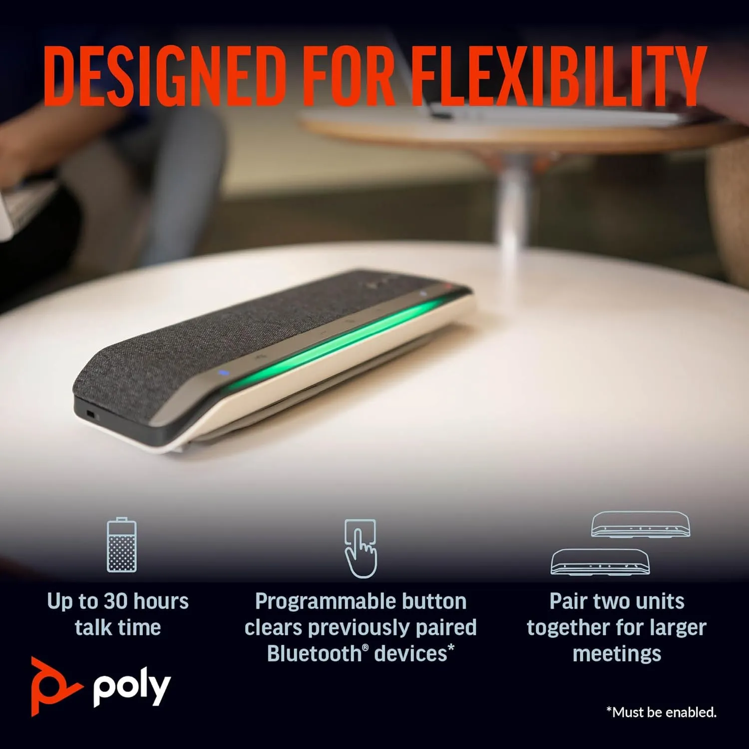 Poly Sync 40  Smart Speakerphone (Plantronics) - Flexible Workspaces - Connect to PC/Mac via BT700 Adapter and Smartphones via Bluetooth - Certified for Microsoft Teams – Amazon Exclusive