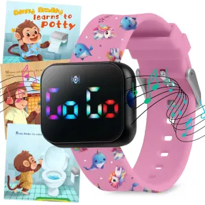 Potty Training Watch for Kids V2 – A Water Resistant Toilet Reminder Device for Boys & Girls to Train Your Toddler with Fun/Musical & Vibration Interval Reminder with Potty Training eBook (Unicorns)