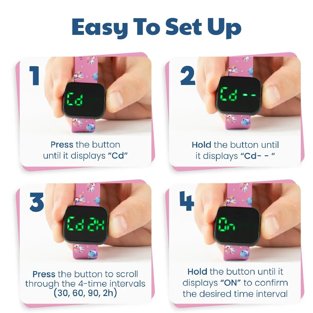 Potty Training Watch for Kids V2 – A Water Resistant Toilet Reminder Device for Boys & Girls to Train Your Toddler with Fun/Musical & Vibration Interval Reminder with Potty Training eBook (Unicorns)