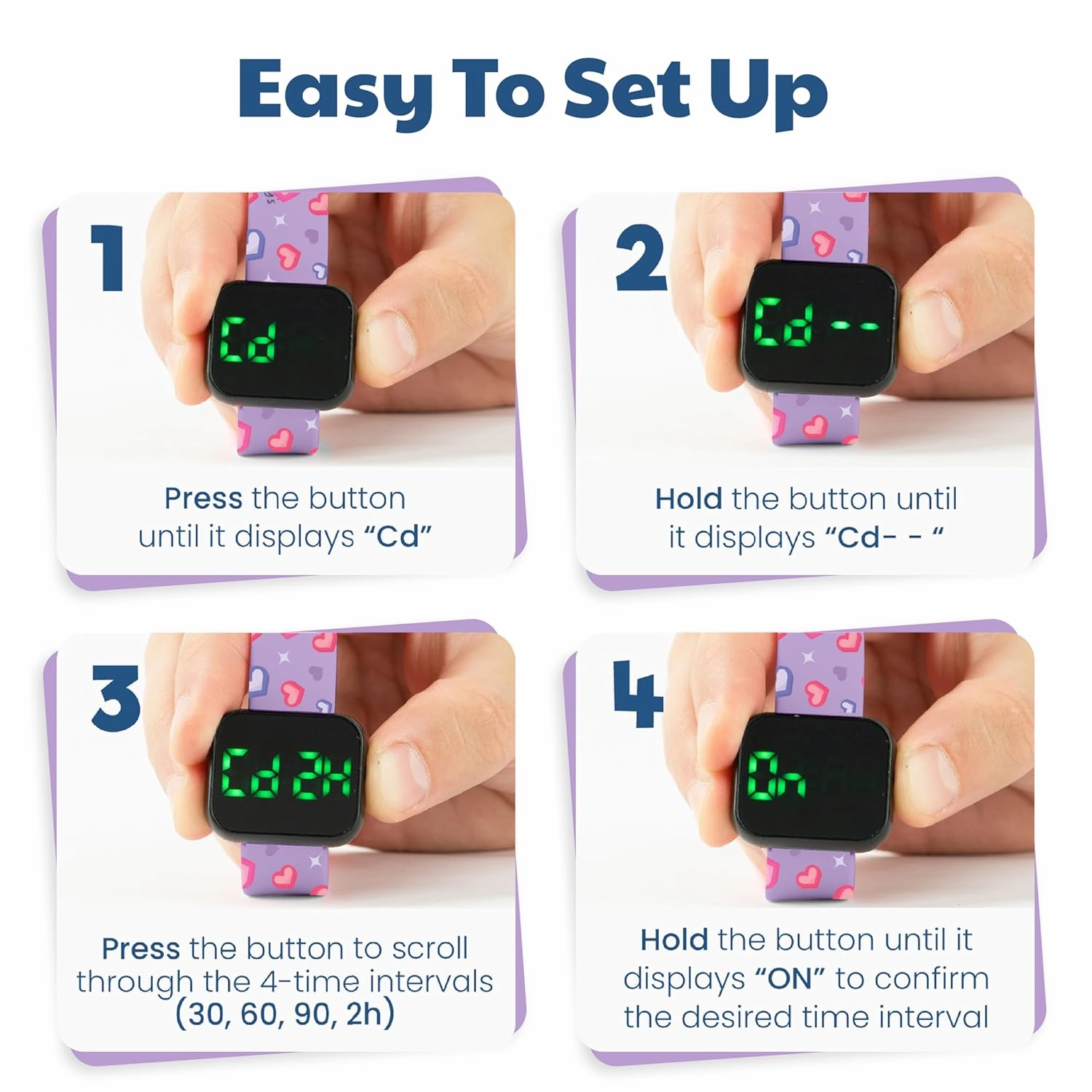 Potty Training Watch for Kids V2 – A Water Resistant Toilet Reminder Device for Boys & Girls to Train Your Toddler with Fun/Musical & Vibration Interval Reminder with Potty Training eBook (Hearts)