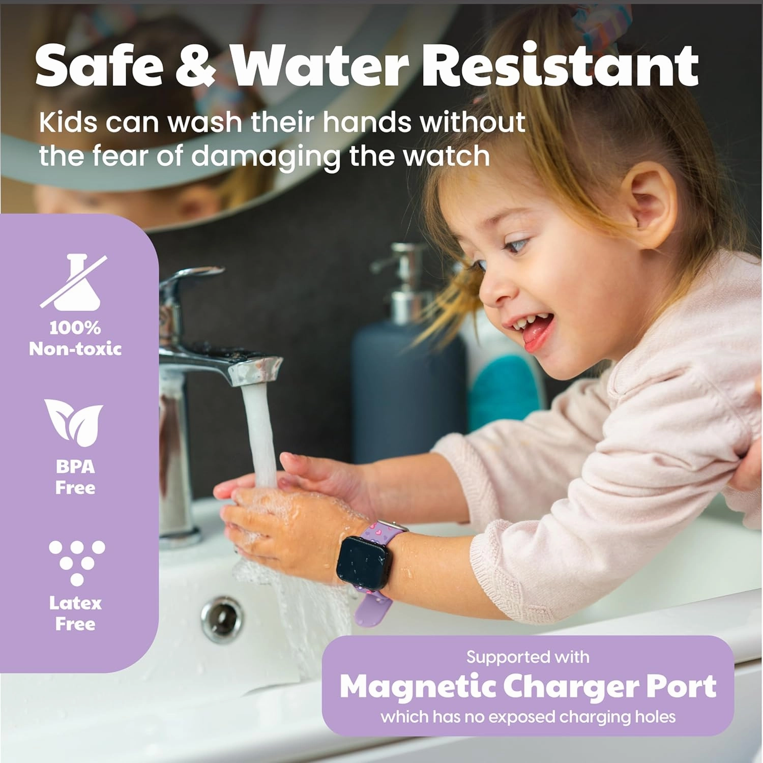 Potty Training Watch for Kids V2 – A Water Resistant Toilet Reminder Device for Boys & Girls to Train Your Toddler with Fun/Musical & Vibration Interval Reminder with Potty Training eBook (Hearts)