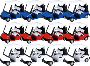 PowerTRC 12 Pack Diecast Mini Golf Cart Decorations Model Toy 1:20 4.72 Inch Miniature Metal Alloy Pullback Golf Theme Desk Décor Party Birthday Decorations