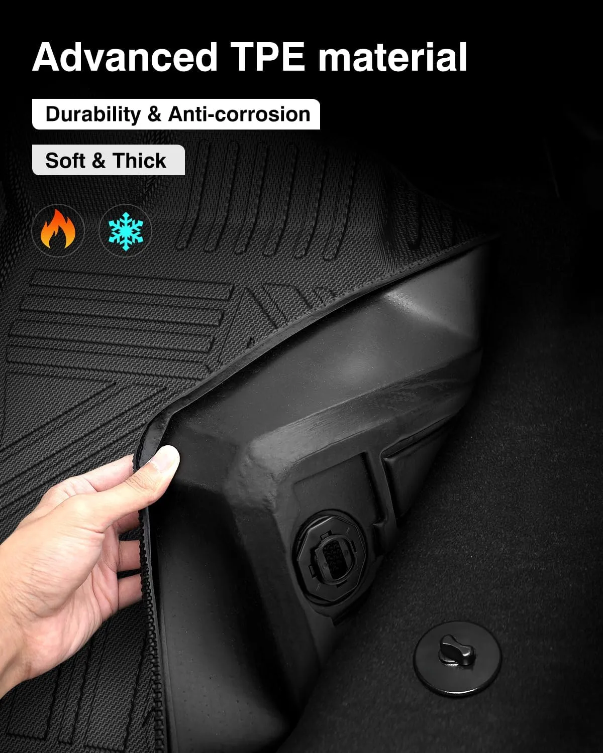 Powerty Floor Mats & Cargo Liner for 2021-2024 2025 Chevy Chevrolet Suburban/GMC Yukon XL 8 Seats Accessories Floor Mats 2 Row Liner Set All Weather TPE 3D Floor Liners&Rear Cargo Mat