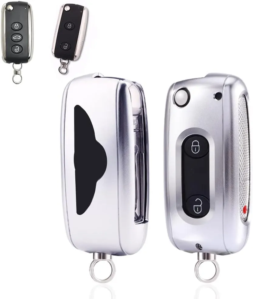 Premium Aluminum Metal Key Fob Case Cover Holder Shell for Bentley Continental GT GTC Mulsanne With Metal Key Ring Accessories