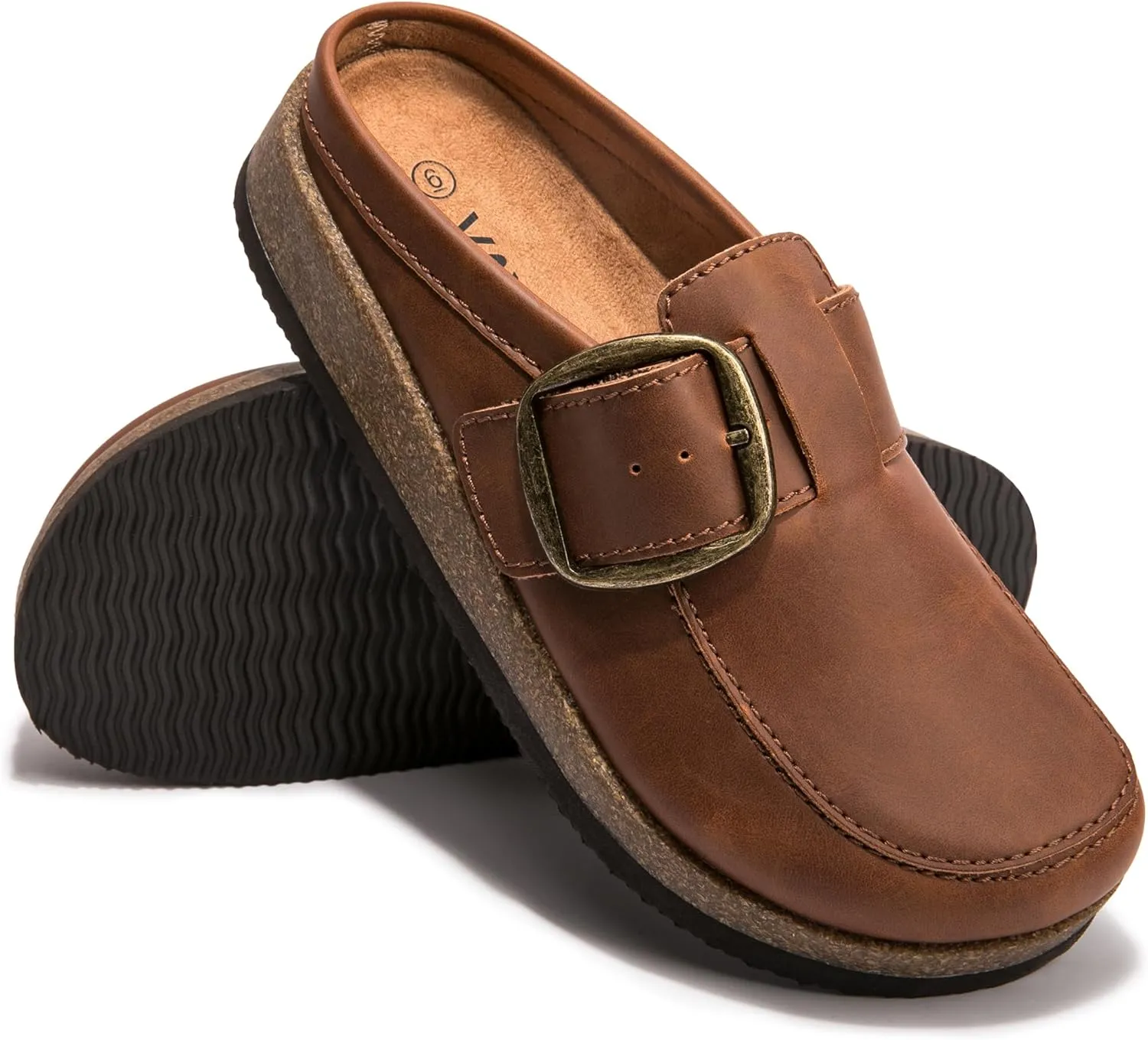 Premium Eco-Leather Women's Clogs - Slip-Resistant Non-Skid Sole, Plush Memory Foam Insole, Lightweight & Comfortable, Versatile for Work, Casual, or Outdoor Occasions
