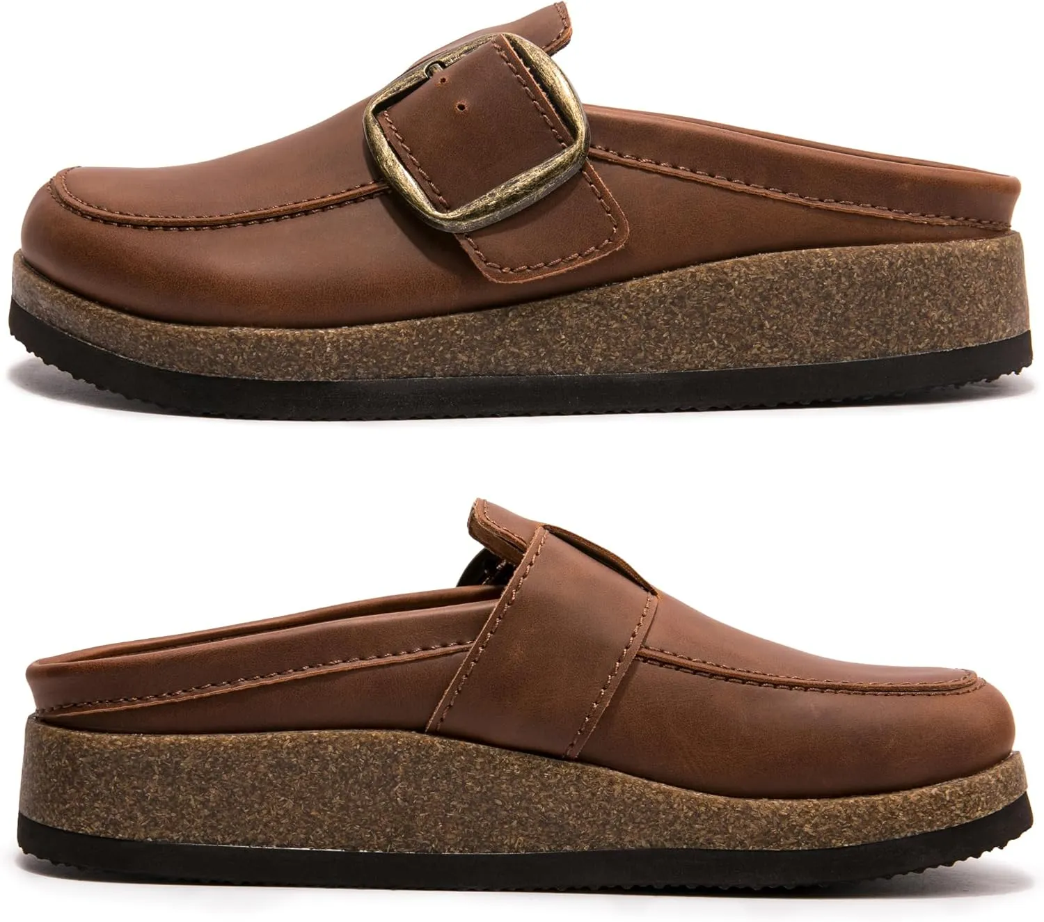 Premium Eco-Leather Women's Clogs - Slip-Resistant Non-Skid Sole, Plush Memory Foam Insole, Lightweight & Comfortable, Versatile for Work, Casual, or Outdoor Occasions