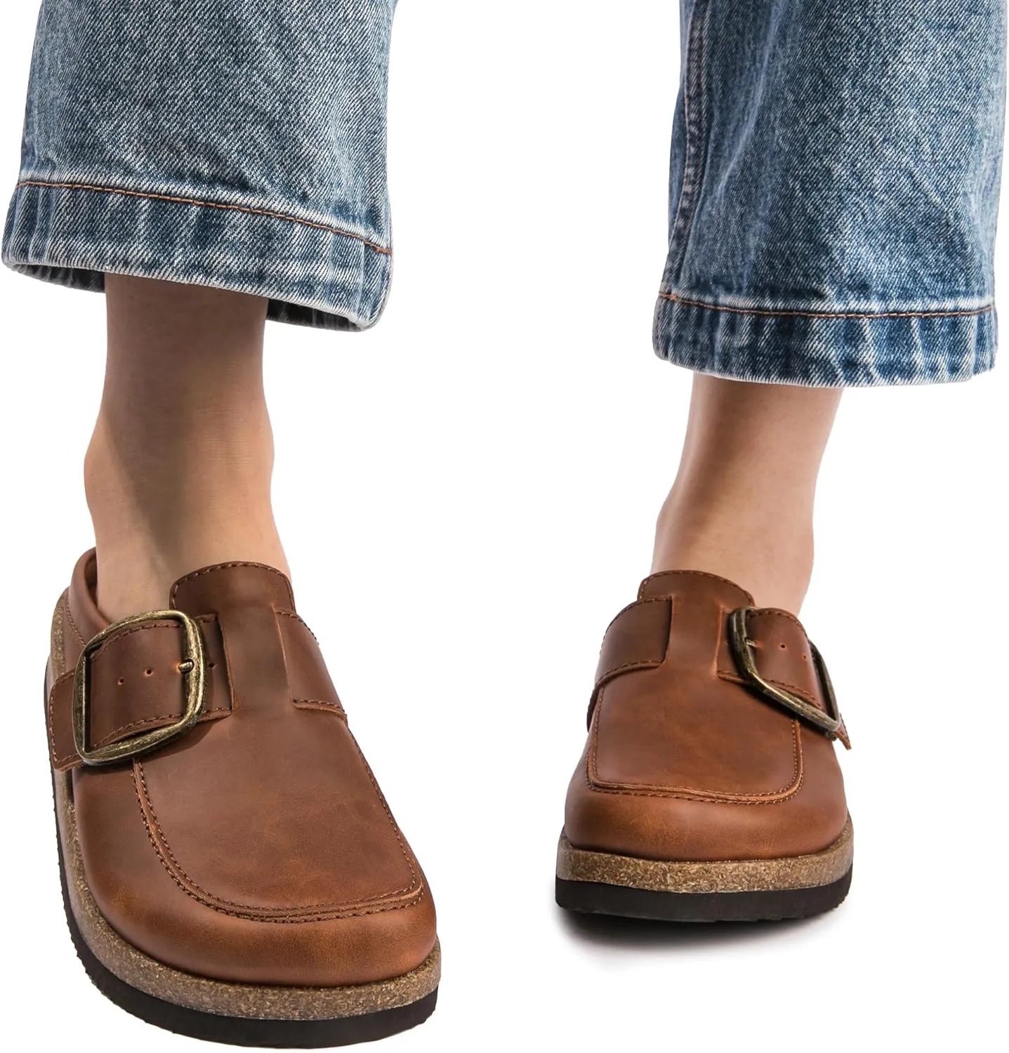 Premium Eco-Leather Women's Clogs - Slip-Resistant Non-Skid Sole, Plush Memory Foam Insole, Lightweight & Comfortable, Versatile for Work, Casual, or Outdoor Occasions