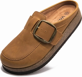 Premium Eco-Leather Women's Clogs - Slip-Resistant Non-Skid Sole, Plush Memory Foam Insole, Lightweight & Comfortable, Versatile for Work, Casual, or Outdoor Occasions