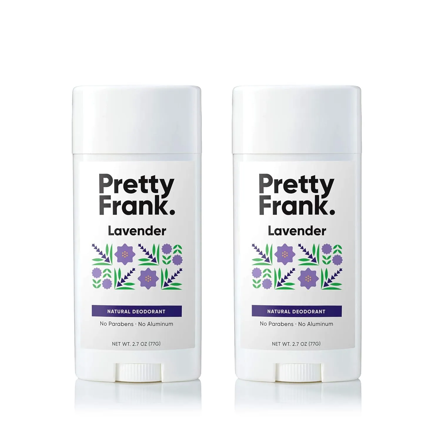 Pretty Frank Natural Aluminum-Free Deodorant Stick, Lavender (2-Pack) | All-Day Odor Control for Women & Men | Effective, Skin Soothing Formula with Safe, Organic Ingredients and Essential Oils