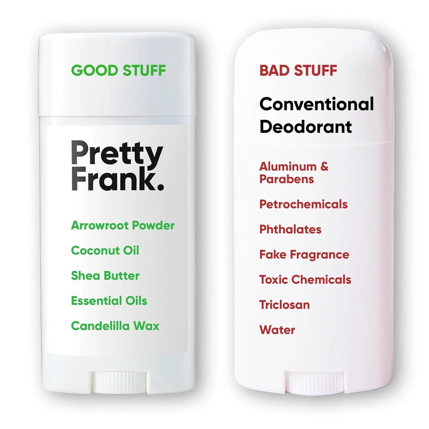 Pretty Frank Natural Aluminum-Free Deodorant Stick, Lavender (2-Pack) | All-Day Odor Control for Women & Men | Effective, Skin Soothing Formula with Safe, Organic Ingredients and Essential Oils