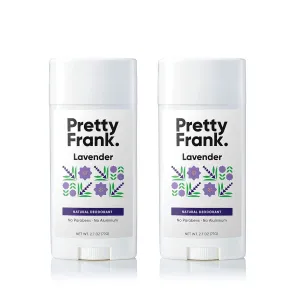 Pretty Frank Natural Aluminum-Free Deodorant Stick, Lavender (2-Pack) | All-Day Odor Control for Women & Men | Effective, Skin Soothing Formula with Safe, Organic Ingredients and Essential Oils
