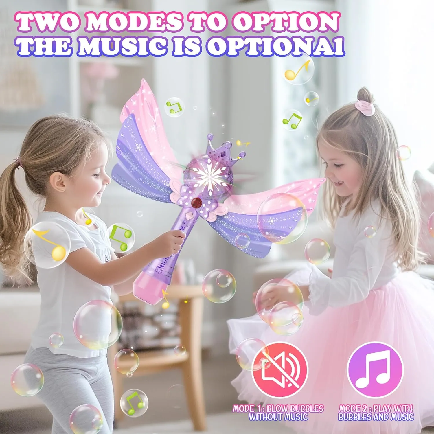 Princess Magic Bubble Wand,Rechargeable Bubble Machine for Kids,Light Up & Music Bubble Maker & Bubble Blower,Outdoor Party Birthday Bubbles Toy for Toddlers,Gift for Girls Age 3 4 5 6 7 8 Years Old