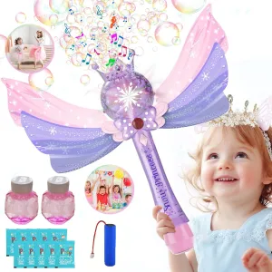 Princess Magic Bubble Wand,Rechargeable Bubble Machine for Kids,Light Up & Music Bubble Maker & Bubble Blower,Outdoor Party Birthday Bubbles Toy for Toddlers,Gift for Girls Age 3 4 5 6 7 8 Years Old