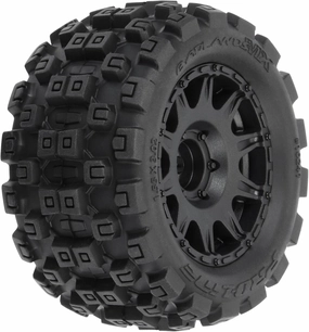 Pro-Line Racing Badlands MX 1.85" All-Terrain Truck Tires 4 Mounted on Raid Black 12mm Hex Wheels for Granite GROM 4x4 Front or Rear PRO1024110