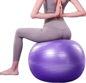 Purple Yoga Ball, Anti-Burst and Slip Resistant Exercise Ball w/Pump Stability Ball for Physical Therapy Birthing Stretching & Core Workout Flexible Seating Home Gym