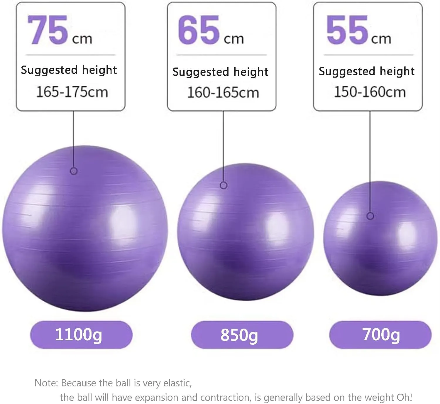 Purple Yoga Ball, Anti-Burst and Slip Resistant Exercise Ball w/Pump Stability Ball for Physical Therapy Birthing Stretching & Core Workout Flexible Seating Home Gym