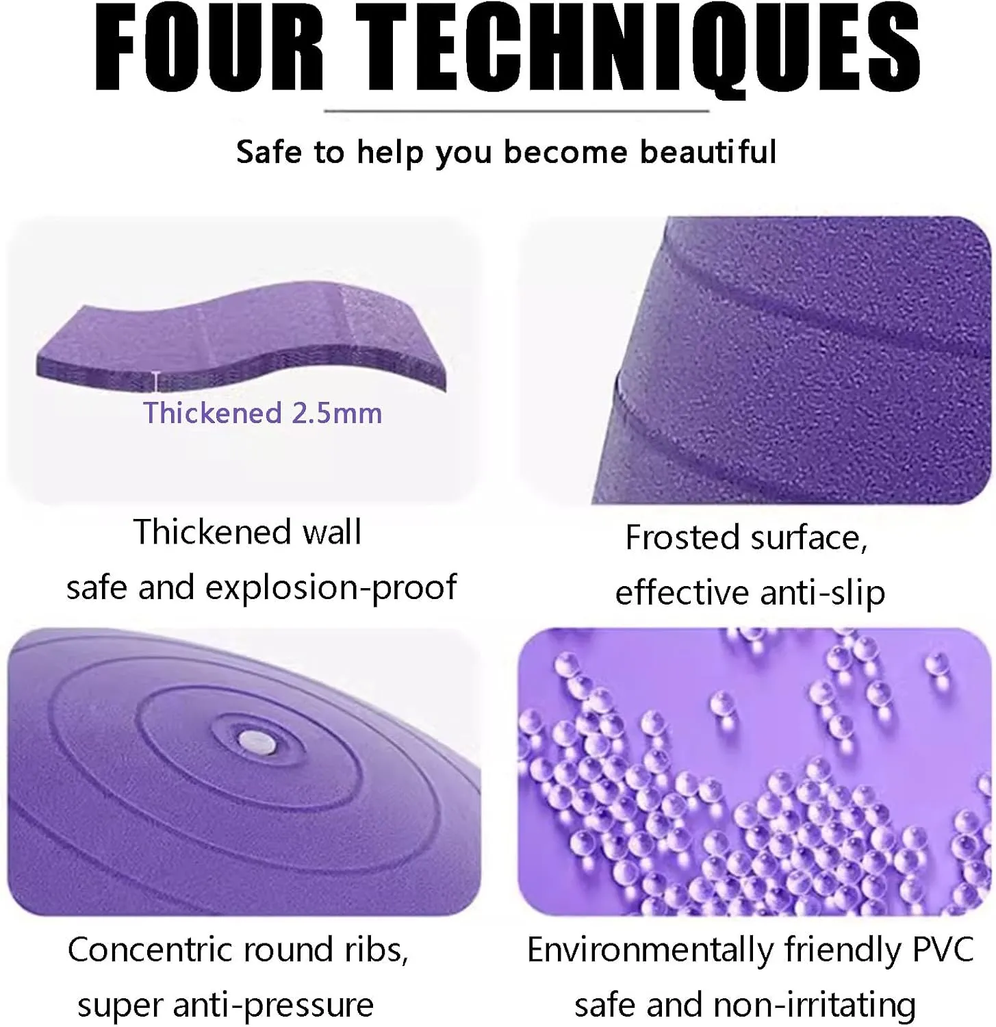 Purple Yoga Ball, Anti-Burst and Slip Resistant Exercise Ball w/Pump Stability Ball for Physical Therapy Birthing Stretching & Core Workout Flexible Seating Home Gym