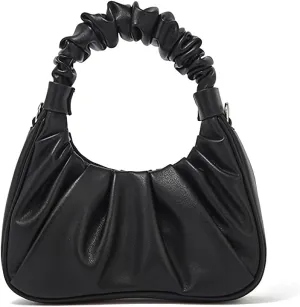 Purse Vintage Retro Shoulder Bag Vegan Leather 90s Rachel Bag Mini Purse Fashion Bag Chic… (Midnight Black)