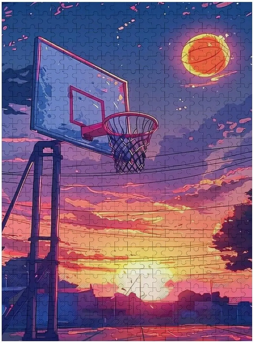 Puzzles for Adults 500 Pieces - Basketball Hoop with The Sunset Sports Best Challenging Puzzles for Cognitive Workout - Safe Eco-Friendly - Most Popular Leisure Activities