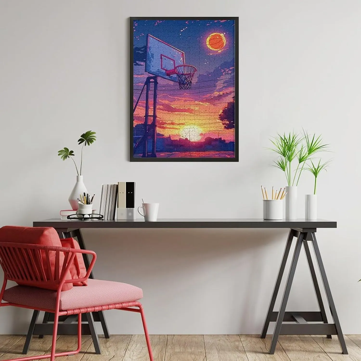 Puzzles for Adults 500 Pieces - Basketball Hoop with The Sunset Sports Best Challenging Puzzles for Cognitive Workout - Safe Eco-Friendly - Most Popular Leisure Activities