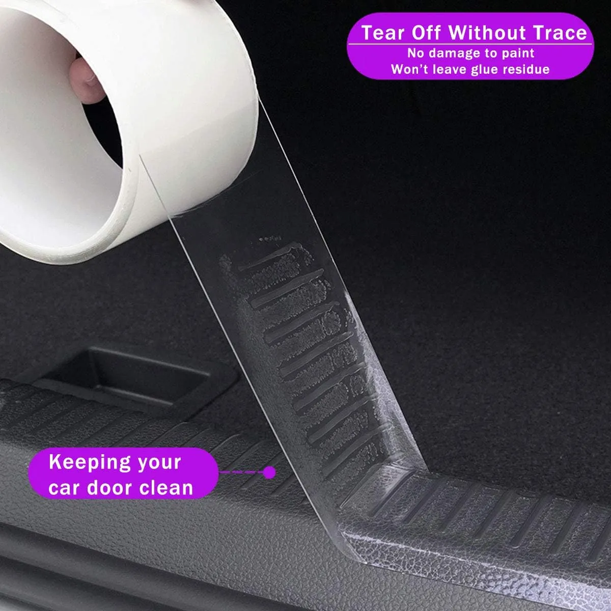QBUC Car Door Entry Guards Scratch Cover Protector Paint Threshold Guard,Front Rear Door Entry Sill Guard Scuff Plate for Most Cars,2.7in9.8ft(7cm*3m) Transparent