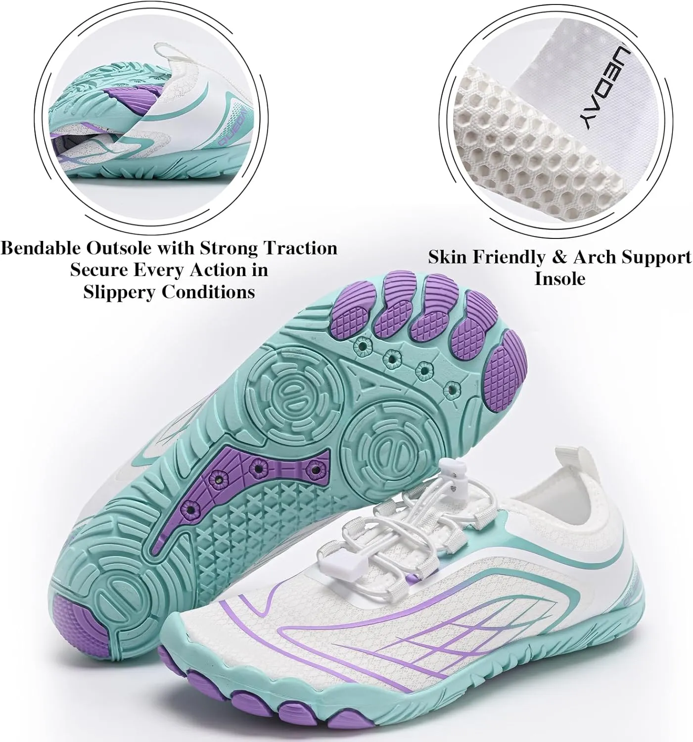 Queday Water Shoes for Women Men Quick Dry Barefoot Shoes Athletic Lightweight Sports Aqua Socks Outdoor Swim Hiking Diving Surf Fishing Walking Kayaking