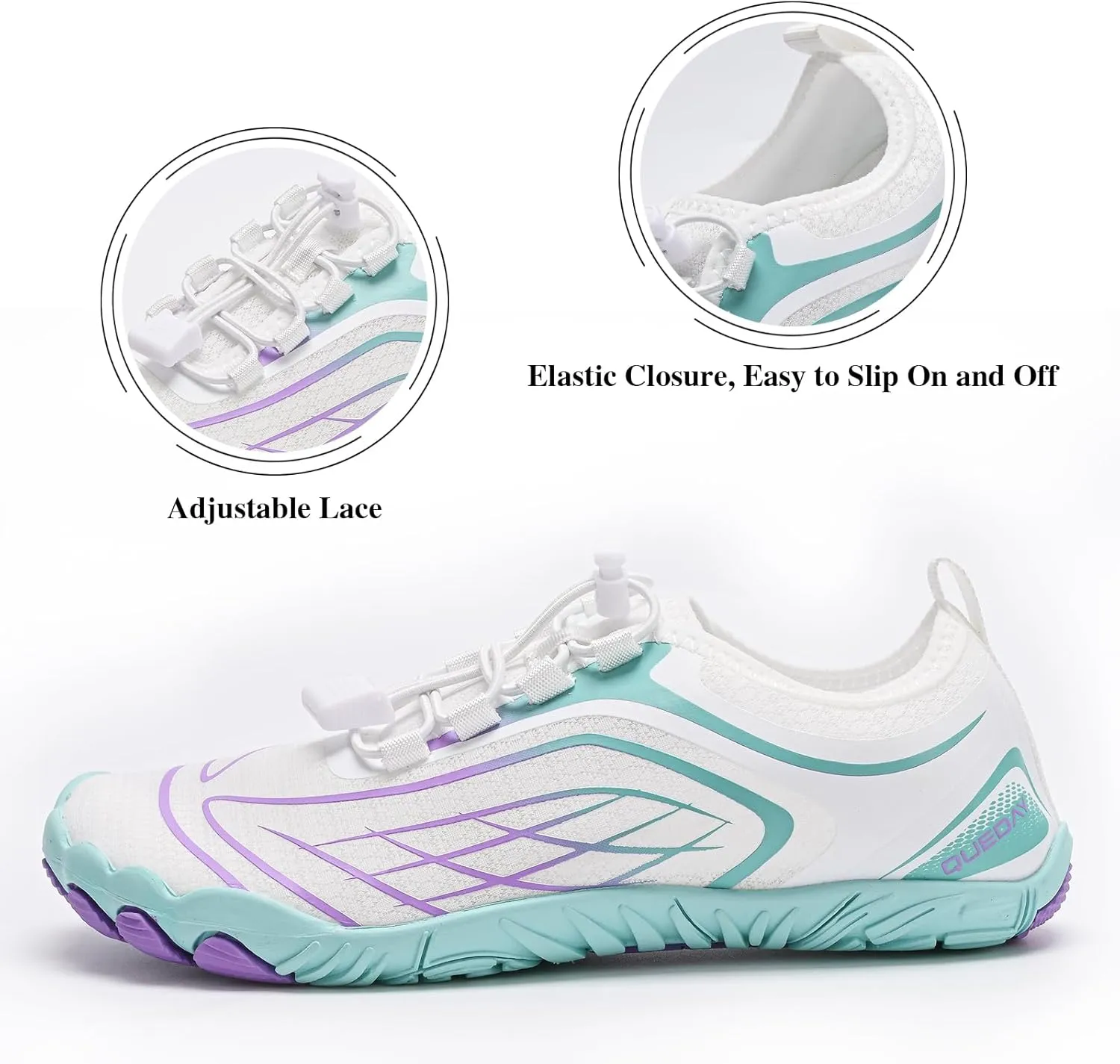 Queday Water Shoes for Women Men Quick Dry Barefoot Shoes Athletic Lightweight Sports Aqua Socks Outdoor Swim Hiking Diving Surf Fishing Walking Kayaking