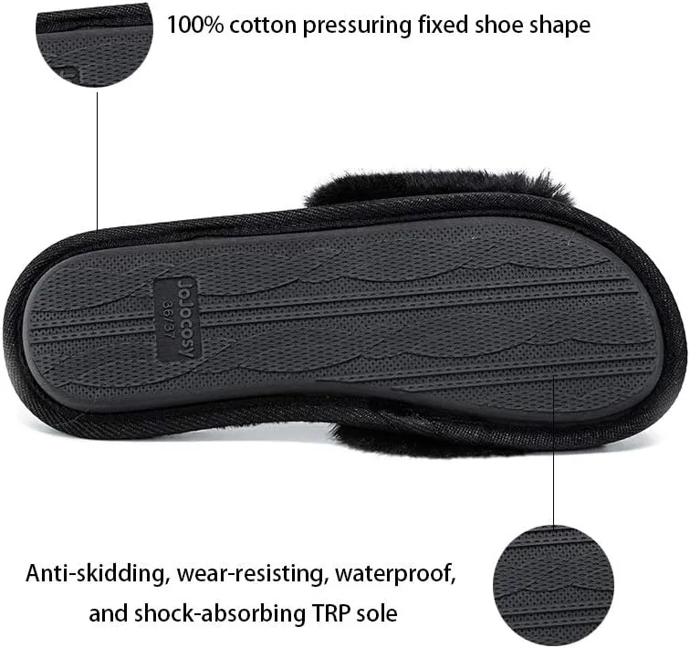 Rabbit Model Lady’s Comfortable Fuzzy Memory Foam Scuff Women’s Fashion Plush Peep-Toe Relaxing Indoor Slippers