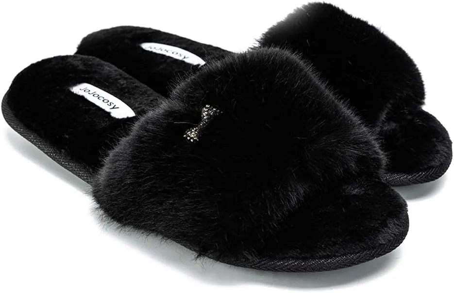 Rabbit Model Lady’s Comfortable Fuzzy Memory Foam Scuff Women’s Fashion Plush Peep-Toe Relaxing Indoor Slippers