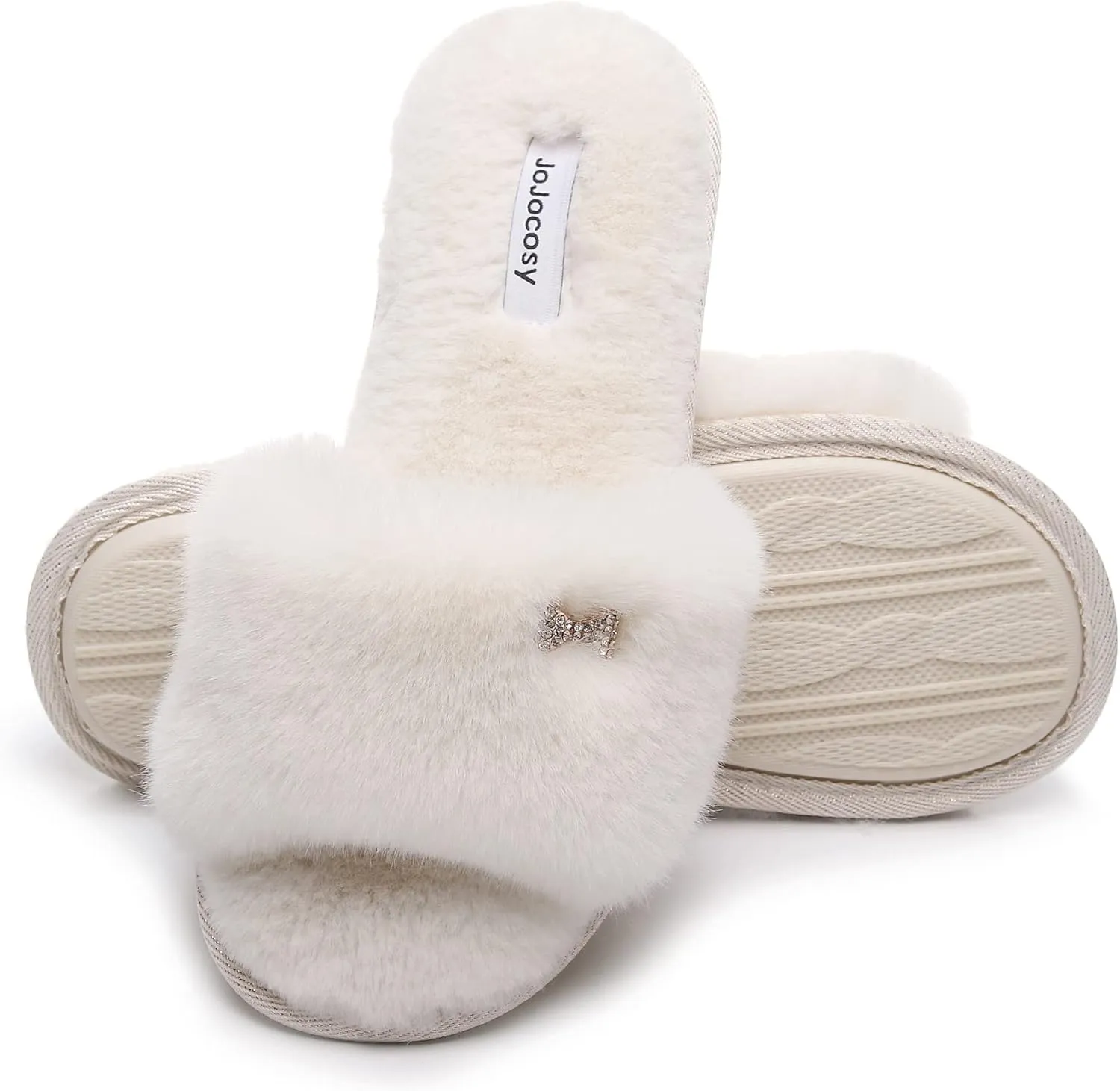 Rabbit Model Lady’s Comfortable Fuzzy Memory Foam Scuff Women’s Fashion Plush Peep-Toe Relaxing Indoor Slippers
