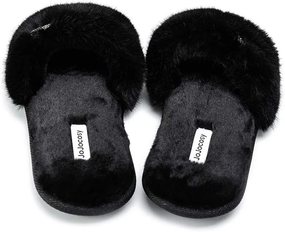Rabbit Model Lady’s Comfortable Fuzzy Memory Foam Scuff Women’s Fashion Plush Peep-Toe Relaxing Indoor Slippers