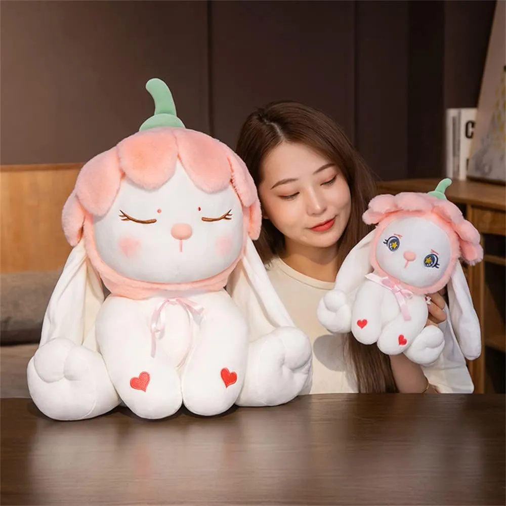 Rabbit Plush Toys Stuffed Animal Adorable Plush Rabbit Toy Flower Bunny Plush Pillow for Kids, Stuffed Cute Doll Toy Kids Gifts for Birthday,Room Decoration，Valentine's Day Gift