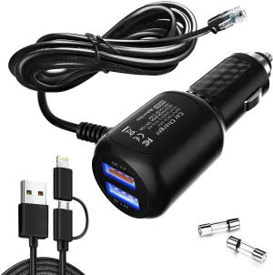 Radar Detector Power Cord,for Uniden Escort Valentine Beltronics Passport Cobr etc Radar Detector,with Dual USB QC3.0 Quick Charger(QC3.0 6.5ft)