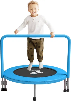 RAVS 36" Toddler Trampoline for Kids Ages 1-6 with Thick Safety Pad Adjustable Foam Handle Easy Assembly Foldable Mini Kids Rebounder Baby Trampolines for Fun and Exercise Indoor/Garden