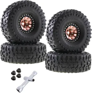 Rc 1.9 Inch Wheel Rims & Tires Wheels for 1/10 SCX10 SCX10 II 90046 SCX10 III AXI03007 TRX4 TRX6 D90 VS4-10 Gen8 MST CFX,RC Crawler Car 4pcs Aluminum RC 1.9 Beadlock Wheel,Brown