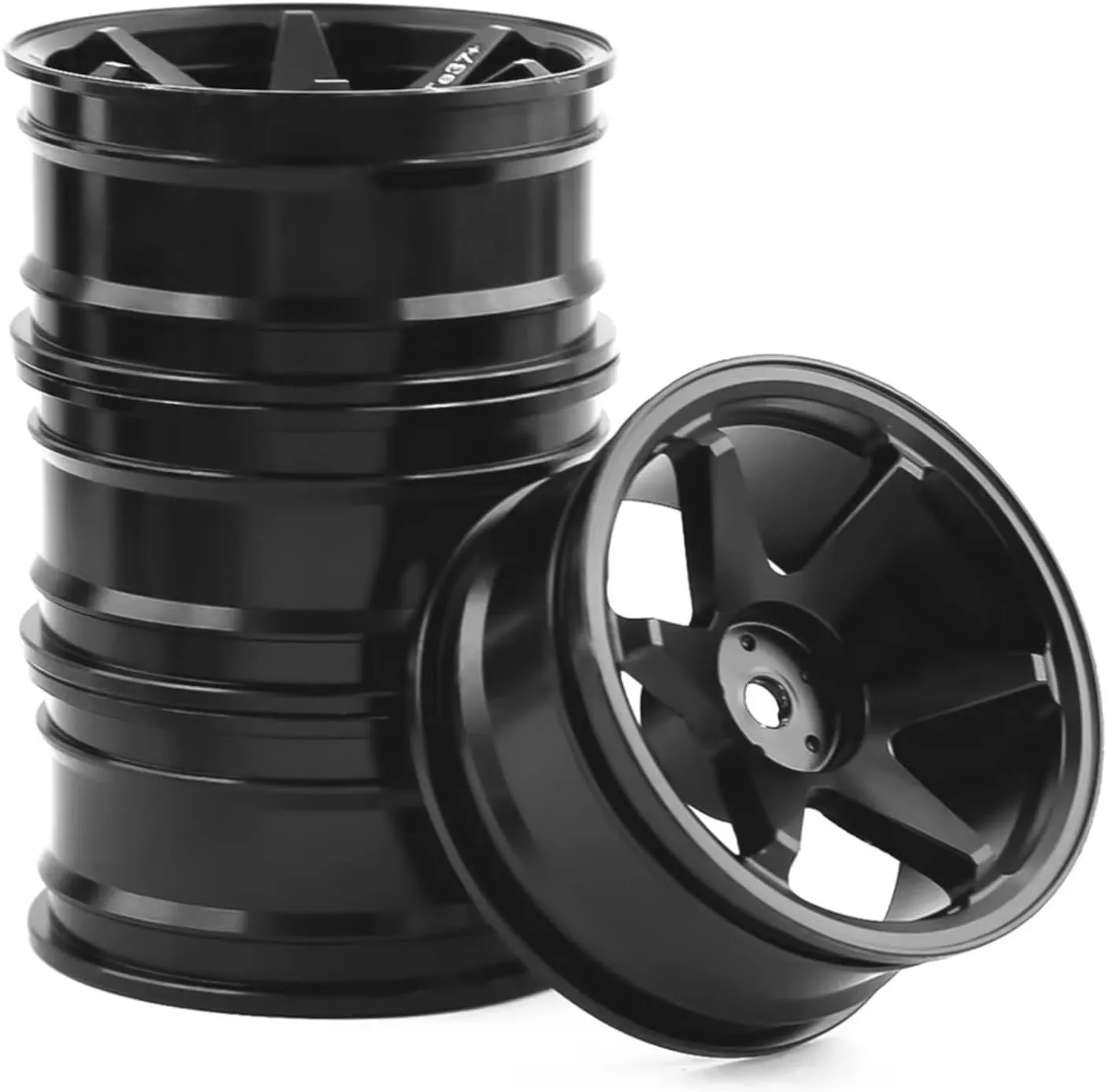 RC Car DIY Parts for HPI for Sakura for Traxxas for RedCat 1/10 4pcs 52mm Metal Wheel Rim Wheel Hubs TE37 RC On-Road Drift for Racing Car(Black)