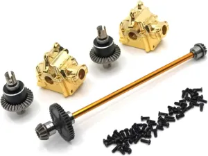 RC Car DIY Parts for WLtoys 124016 127017 124018 124019 1/12 Metal Center Drive Shaft Assembly Gearbox Differential Kit RC Car Upgrade Parts(Yellow)