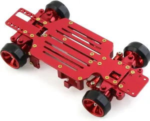 RC Car DIY Parts for Wltoys 284131 K969 K989 for MINI-Q 4X4 1/28 Metal Frame Equipment RC Car Drift for Racing Accessories Kits(Red)