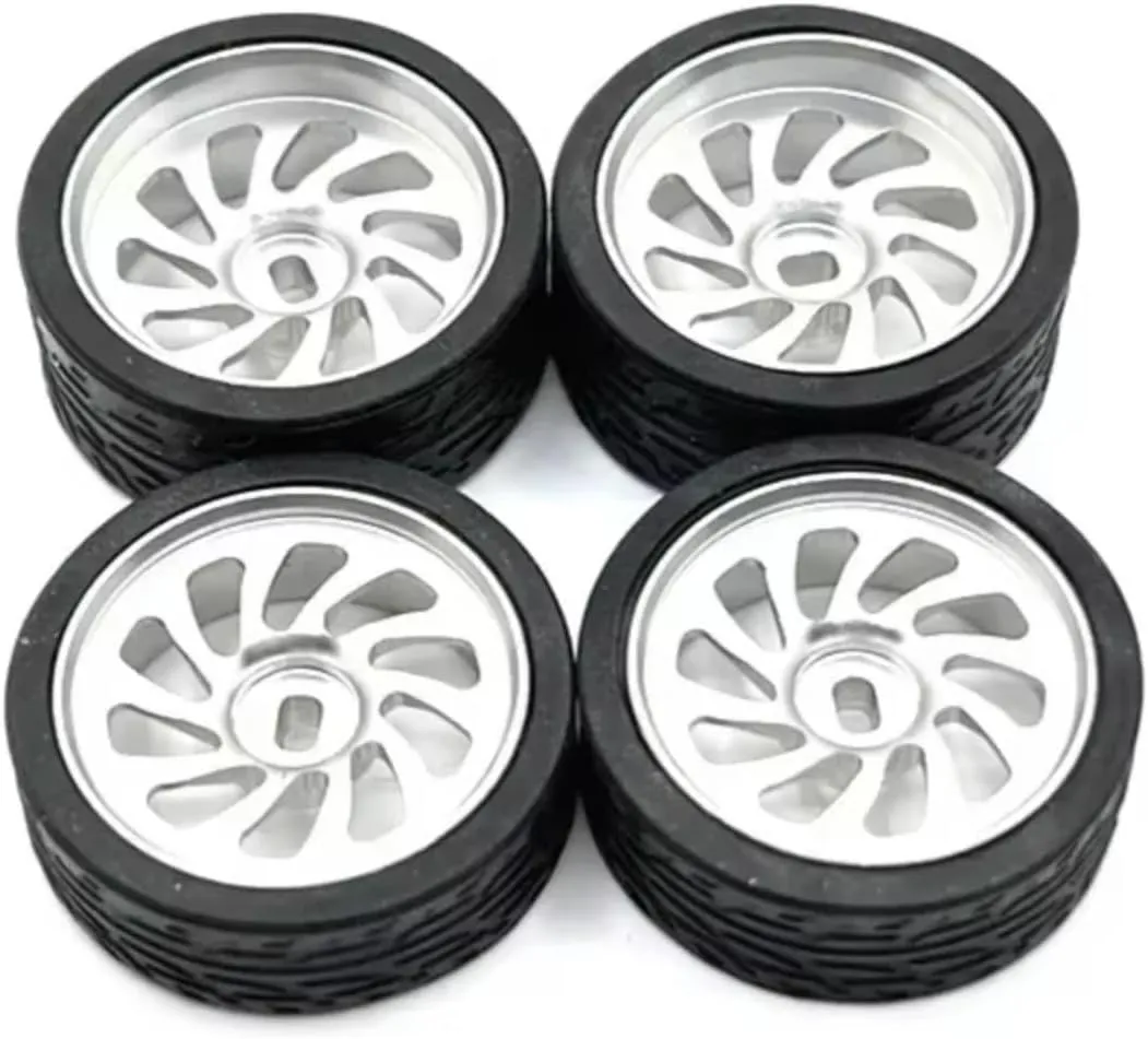 RC Car DIY Parts for Wltoys for Kyosho 1/28 26.5mm for Racing Wheel Tires RC Car Accessories Upgrade Parts(Silver)